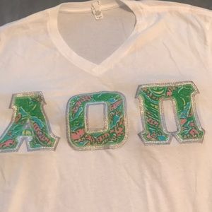 ALPHAT OMICRON PI Stitched Letters